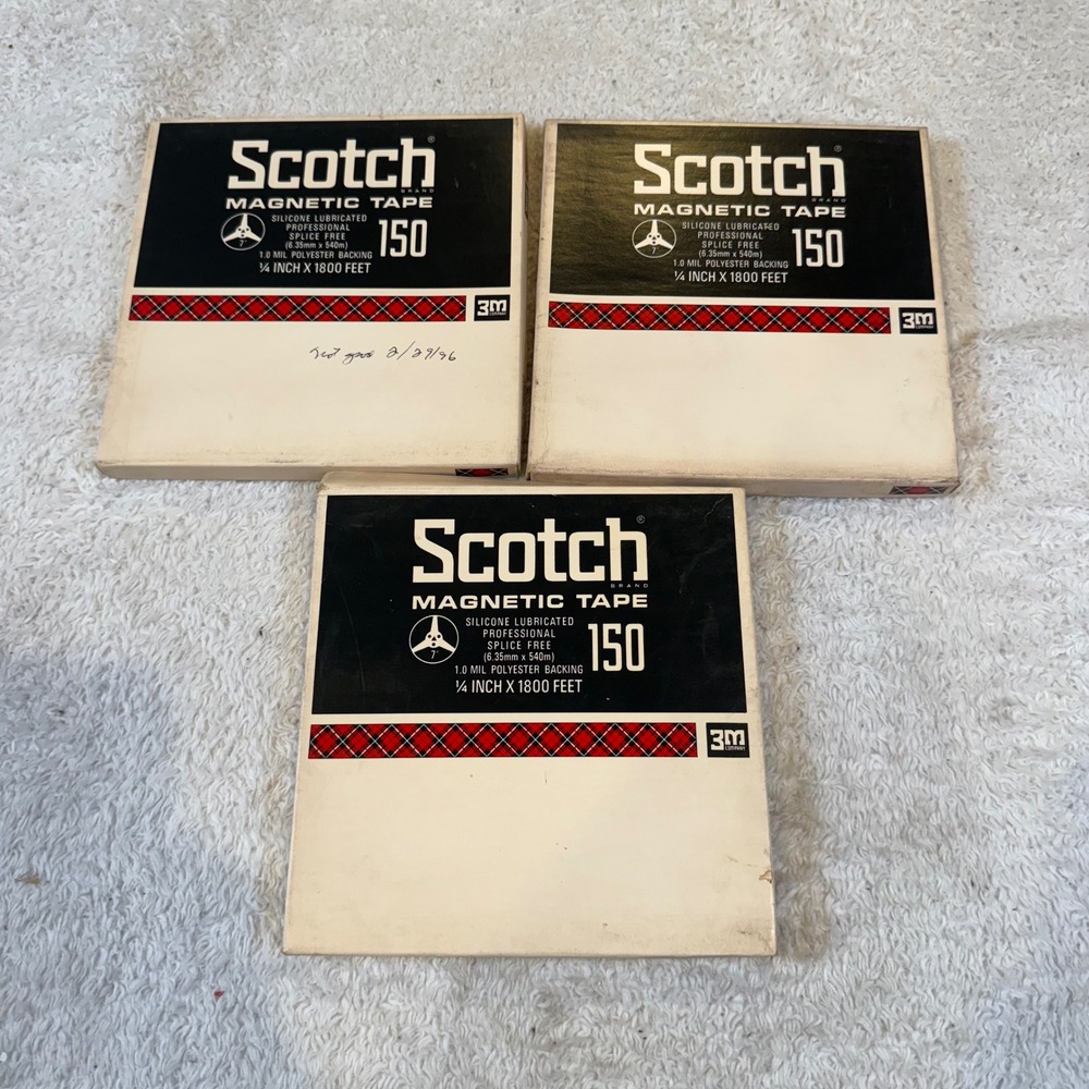 Lot of 3 Vintage Scotch 150 Magnetic Tape 7 Inch Reel 1/4 Inch 1800 Feet 3M